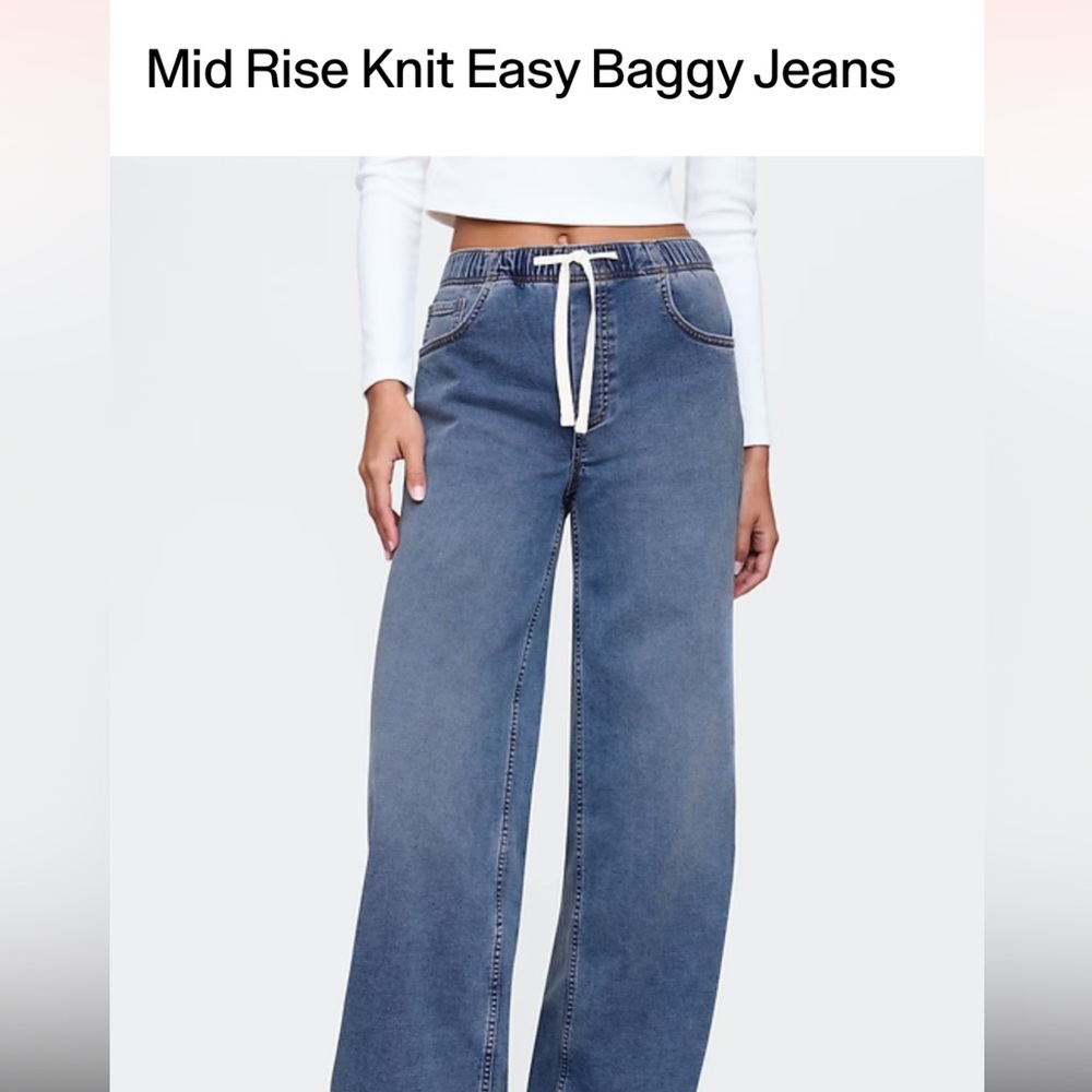 Mid Rise Knit Easy Baggy Jeans